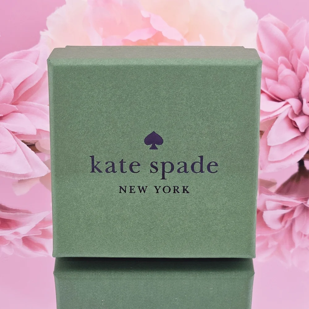 Kate Spade Round Stud Earrings Sapphire Colored Gold Tone CZ Gift Box Colorful